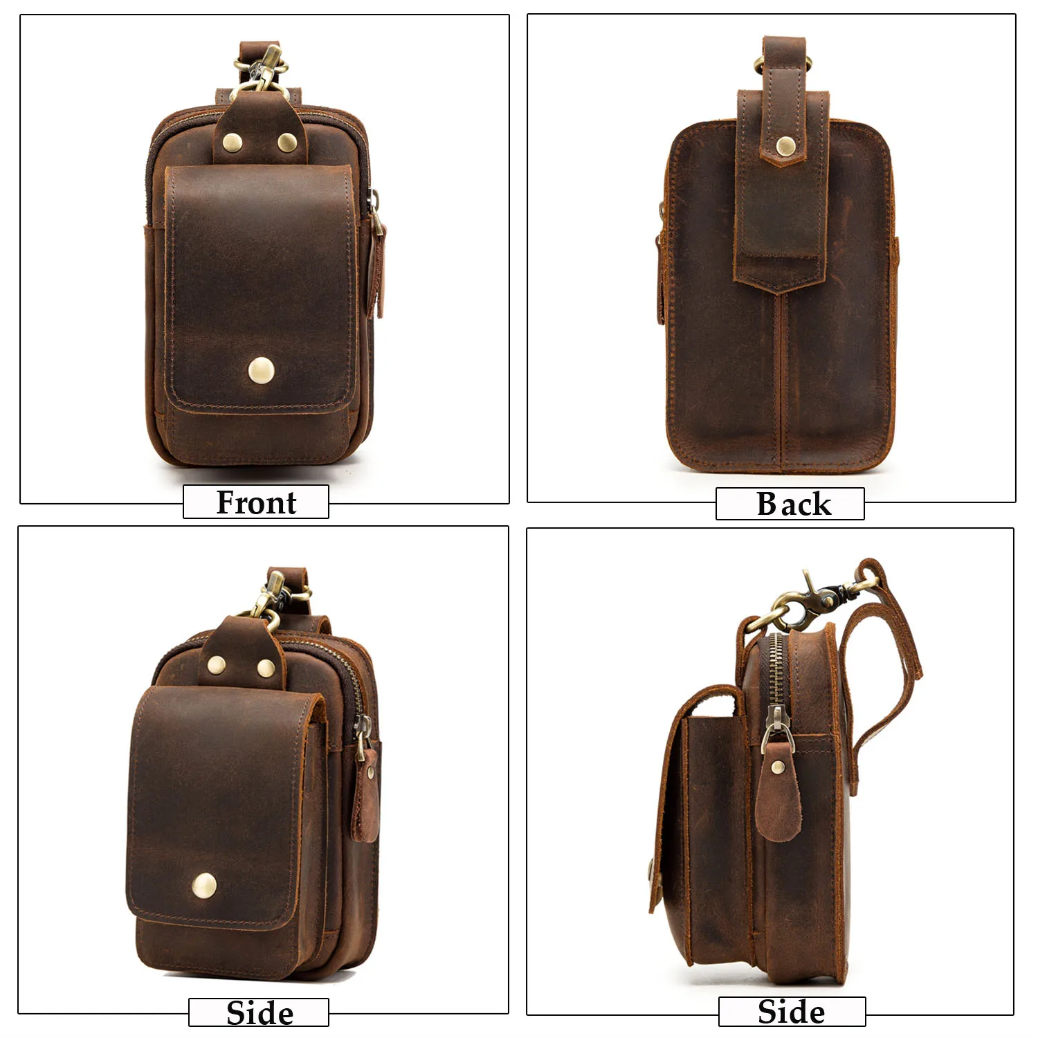 Новая простая поясная сумка из натуральной кожи для мужчин кошелек воловьей Crazy Horse с отделениями наличных в