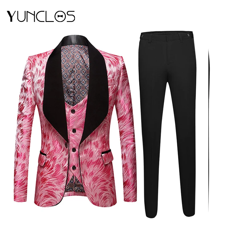 Мужской костюм из 3 предметов (пиджак + жилет брюки) жаккардовый Костюм