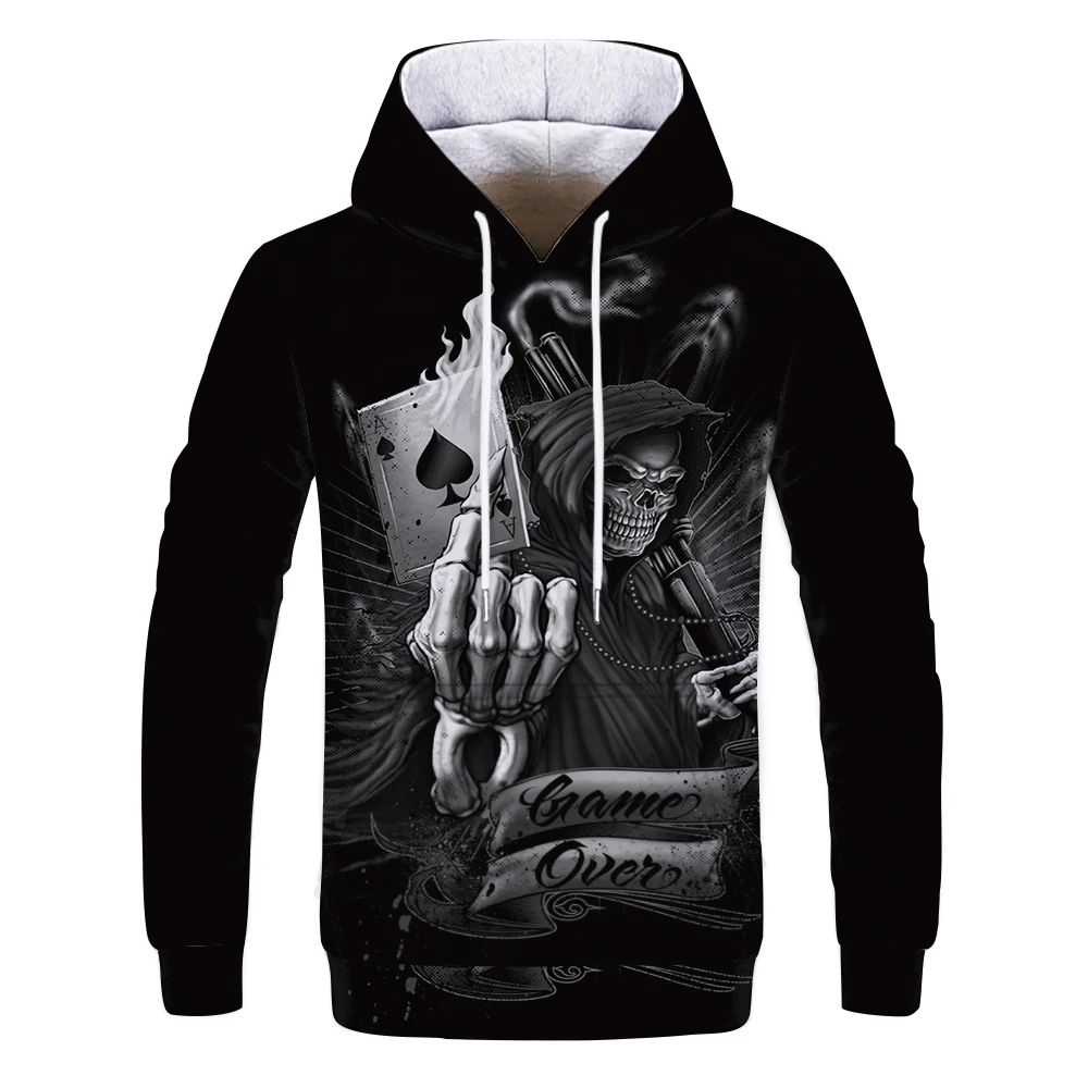 2019 Новинка Готический стиль Череп Толстовка для мужчин в стиле хип хоп толстовка