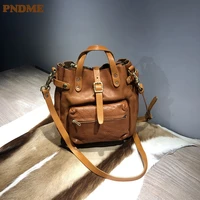 pndme luxury genuine leather ladies small handbag fashion casual natural real cowhide womens daily shoulder messenger bag