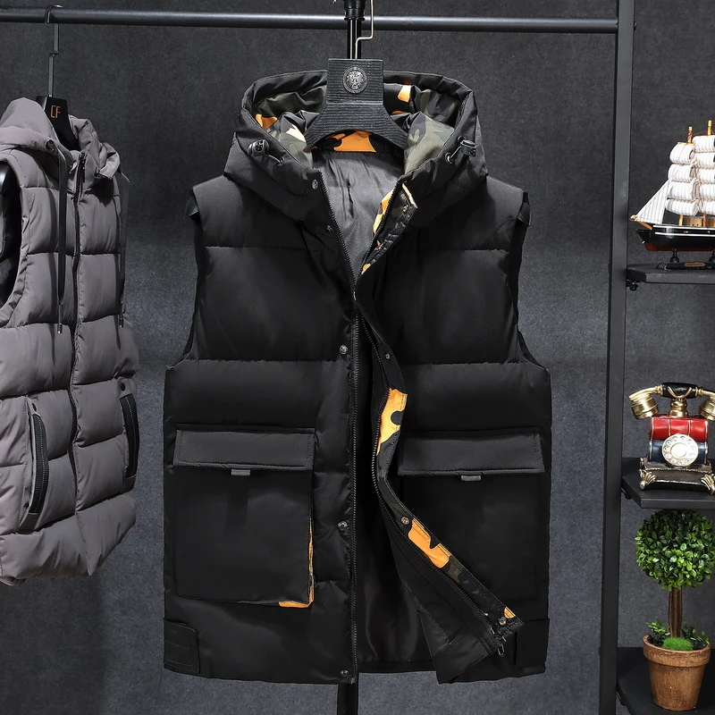 Зимняя мужская зеленая парка 7xl жилет камуфляжные куртки без рукавов теплая