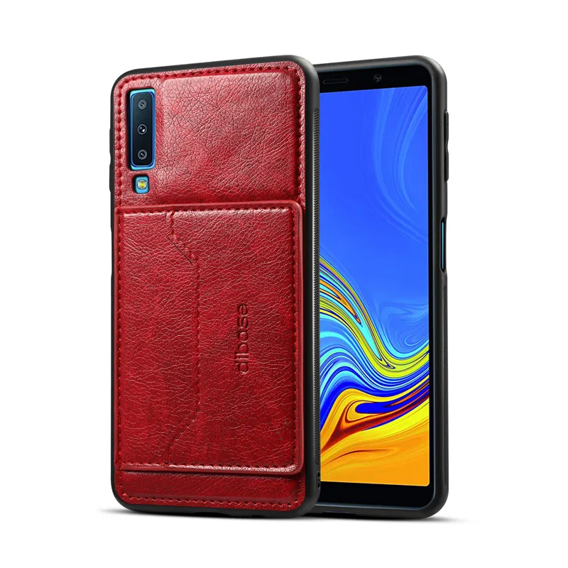 Для samsung Glaxy A70 A60 A50 A30 A20 A10 70 50 флип кожаный держатель для карт силиконовый чехол для samsung Примечание 10; плюс 10+ 9 8 чехол - Цвет: Красный