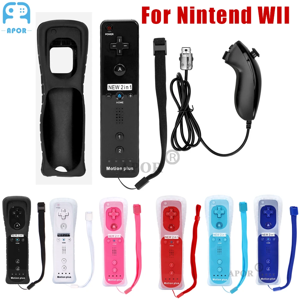 

Беспроводной пульт дистанционного управления 2 в 1 для Nunchuk Nintendo Wii Встроенный датчик движения плюс геймпад с силиконовым чехлом Прямая пост...