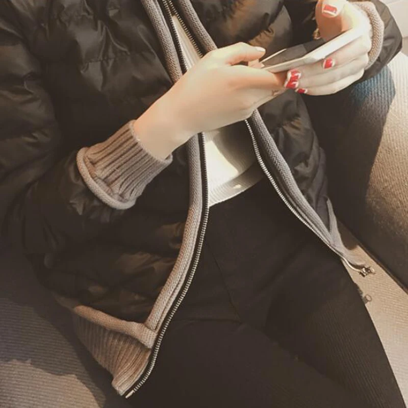 

Autumn Winter Short Coat Women Casual Down Cotton Coats Female Parka Long Sleeve Winter Jacket zipper Overcoat Plus Size 5XL