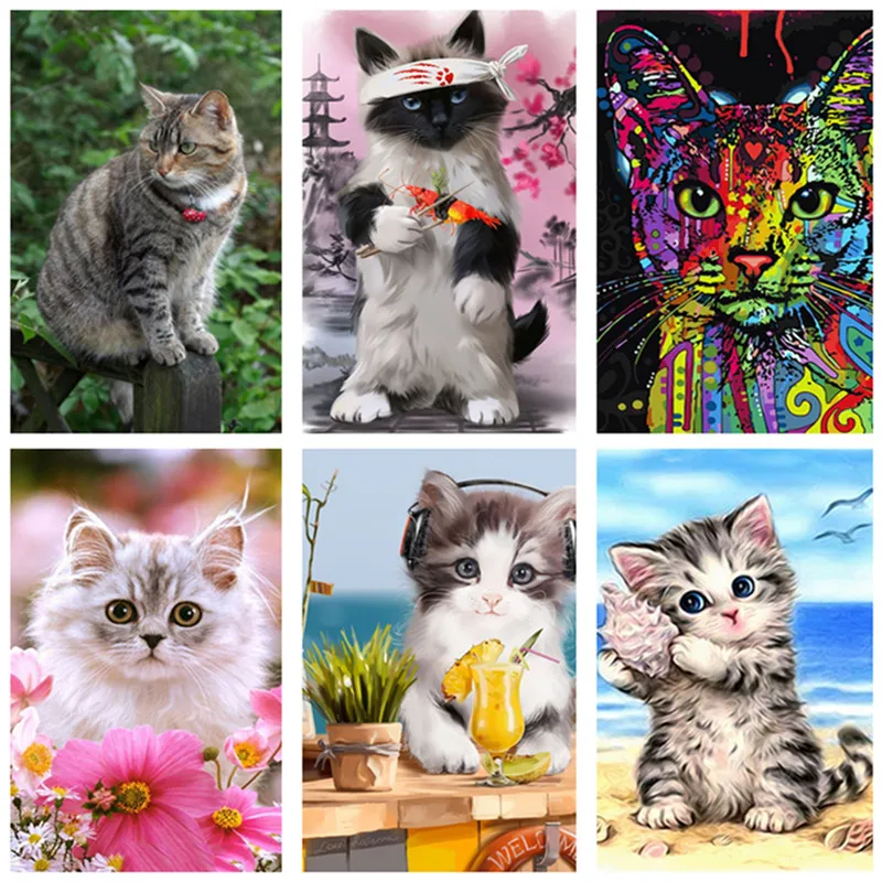 Алмазная живопись полный круг 5D кот алмазная вышивка крестиком кошки стразы