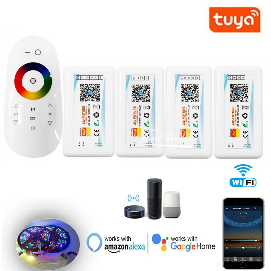 

DC5-24V Led Smart Controller Tuya Wifi Wireless Single Color/CCT/RGB/RGBW/RGBCCT Voice Control For 2835 5050 led Strip Light