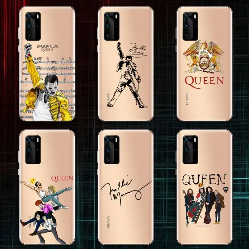 

Freddie Mercury Queen band Phone Case Transparent for Huawei honor A X V 9 8 10 20 I S max note pro mate lite