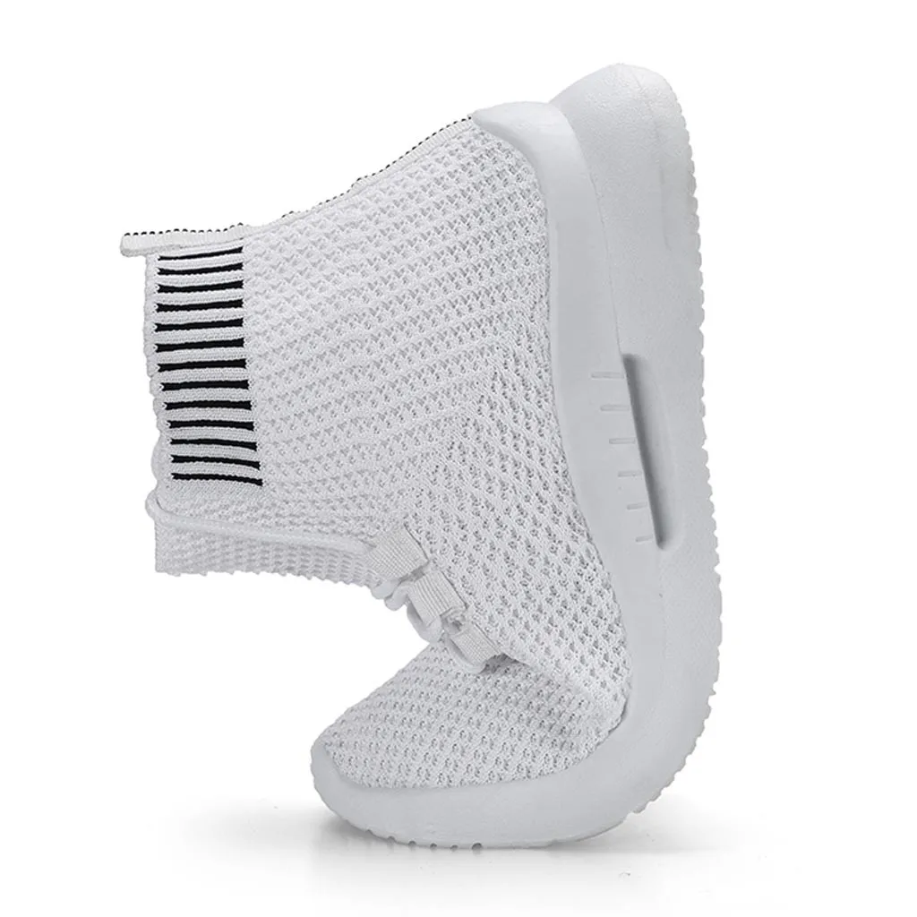 

PUIMENTIUA Women's Mesh Sneakers Vucanized Shoes Breathable Casual Classic Elastic Socks Sneakers Black Light Running Shoes