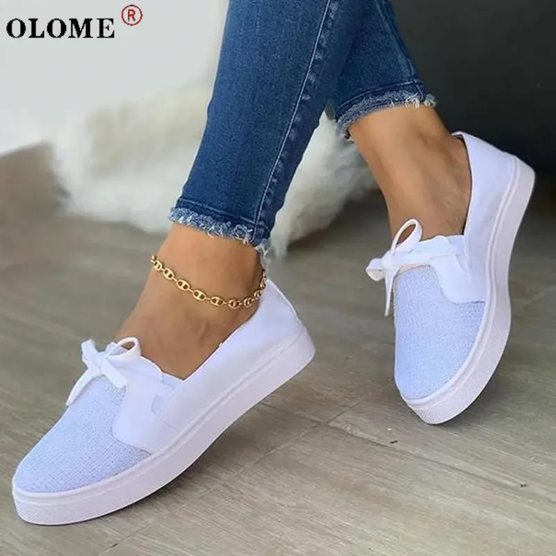 

2021 Autumn New Ladies Large Size Loafers Bow Knot Shallow Mouth Comfortable Single Shoes Casual Sports Shoes