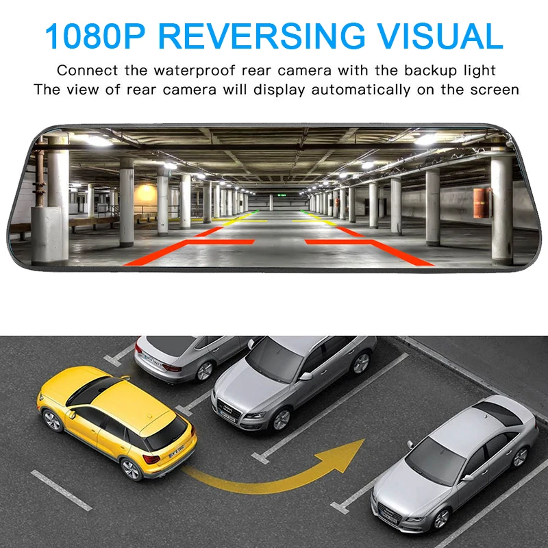 Двойной 1080P 1" поток зеркало заднего вида автомобиля DVR 2.5D экран супер ночного видения Dash Cam камера видео рекордер Авто Регистратор