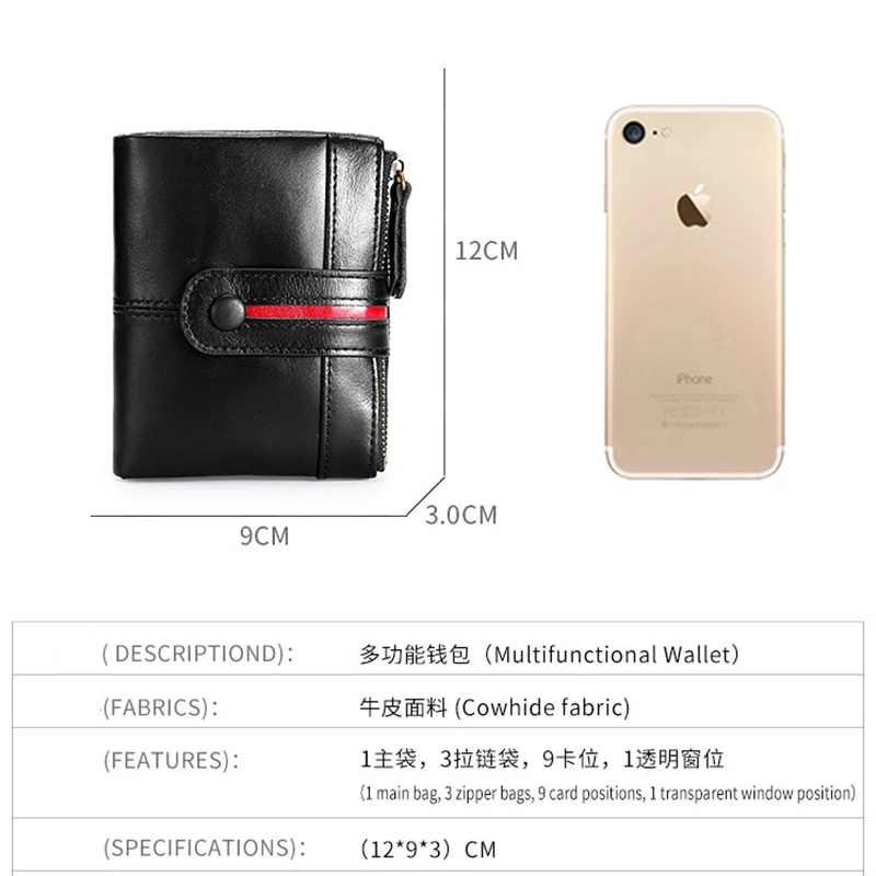 Rfid Wallet Women's 100% Genuine Leather Wallet Coin Purse Small Mini Card Holder Portomonee Female Walet Short Money Bag black