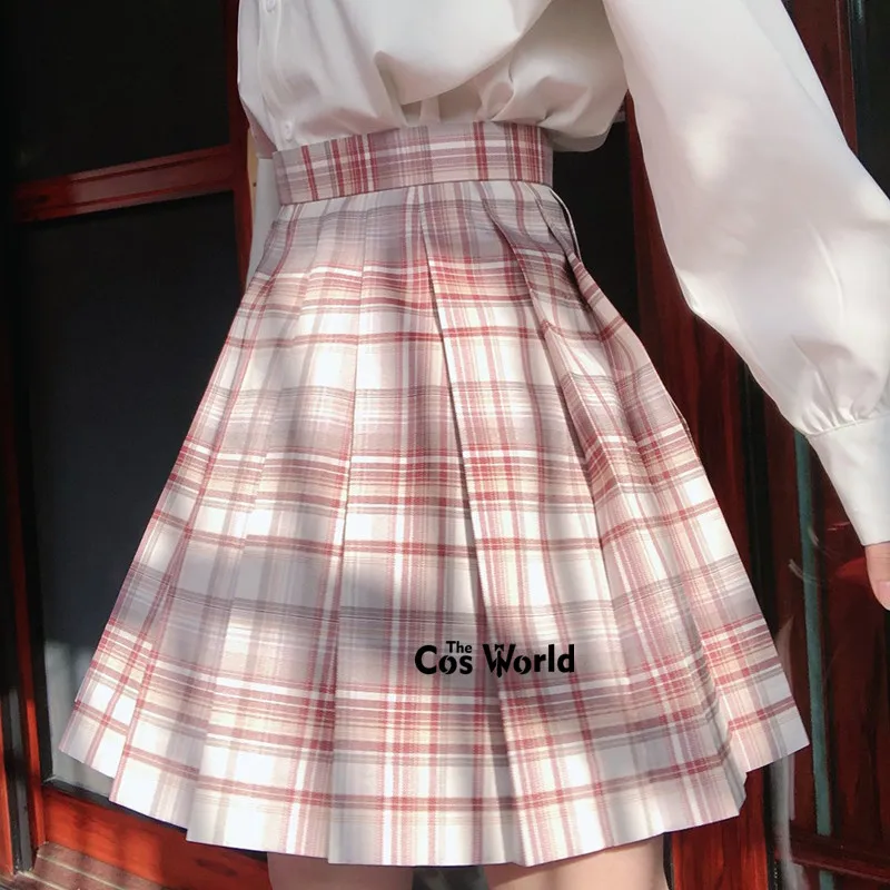 Женская летняя плиссированная клетчатая юбка [Wind Smoke] с высокой талией для