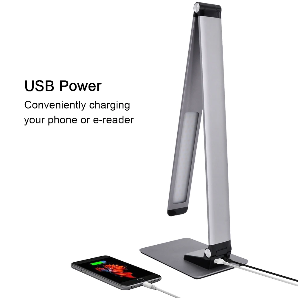 Artpad 9 Вт Супер тонкая алюминиевая настольная лампа 9 birtness сенсорный диммер USB зарядка Телефон светодиодный складной рабочий настольный светильник для чтения
