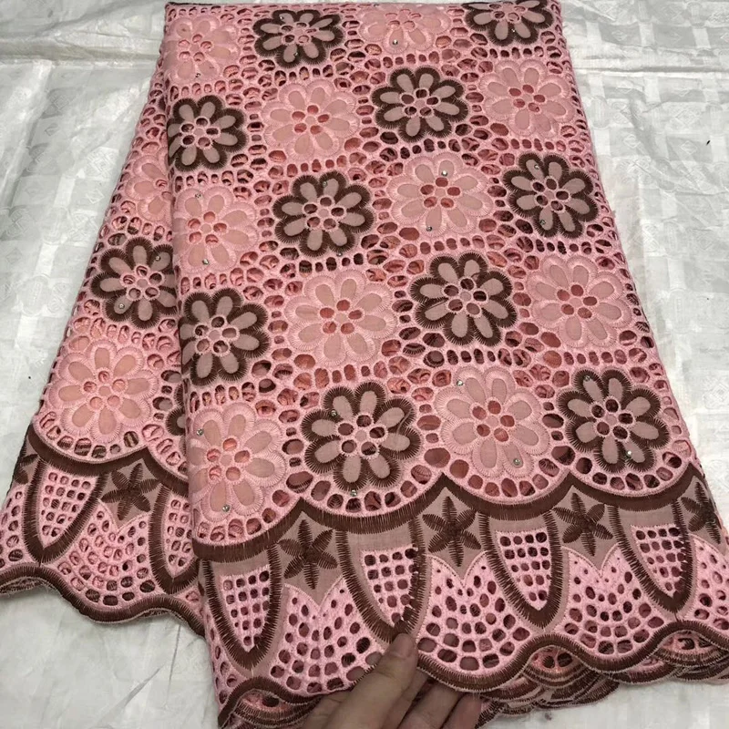 cotton Swiss voile lace fabric white and gold African dry cotton lace fabric with wonderful embroidery for dress CLL045