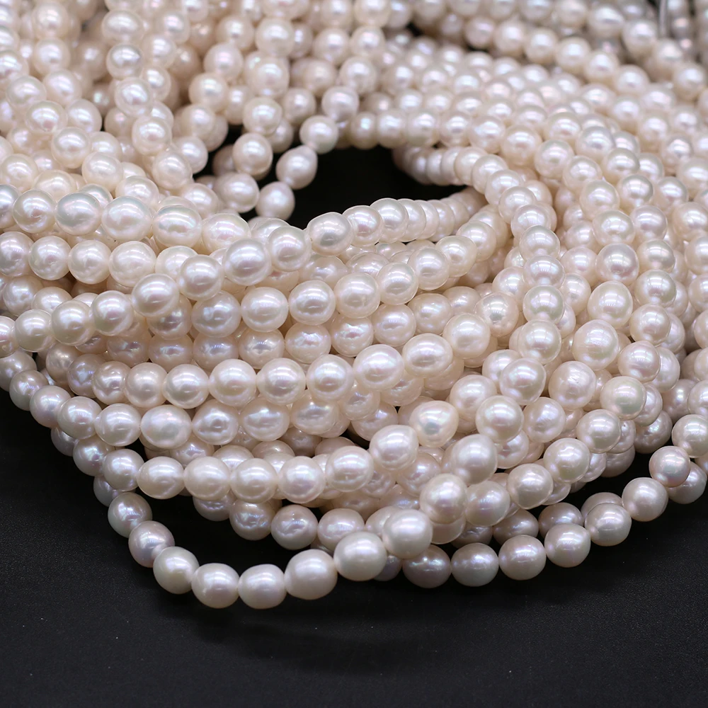 

Top Natural Freshwater Quality Baroque Pearl White Near Round Beads Loose Pearls For DIY Charm Bracelet Necklace Jewelry Making