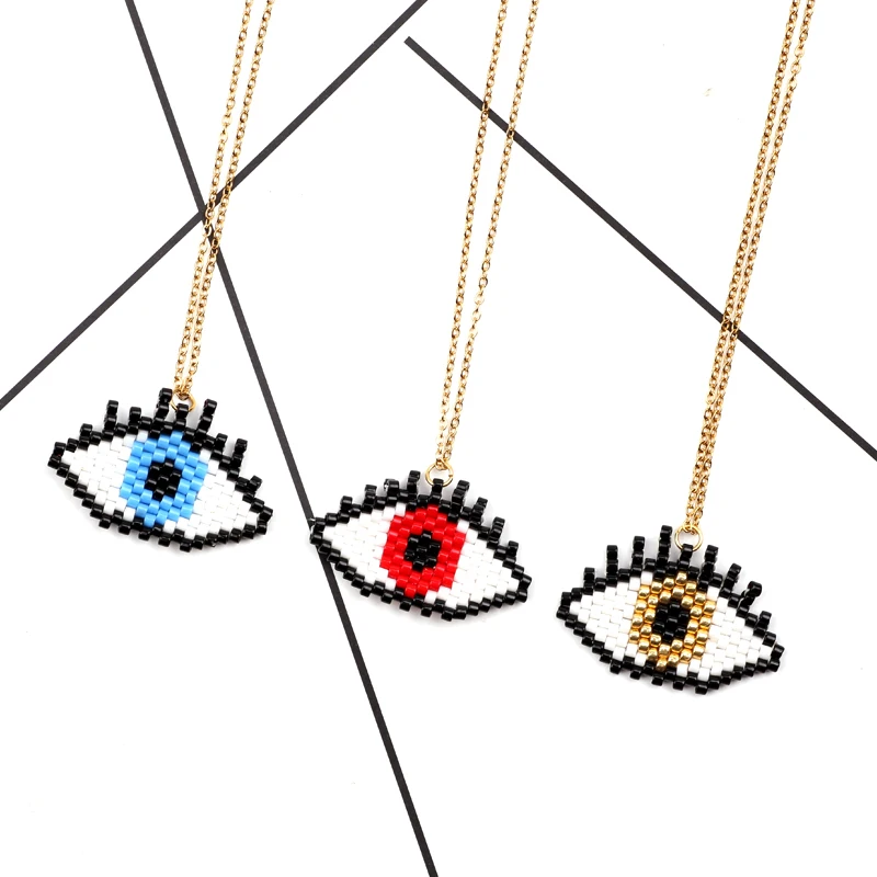 

FAIRYWOO Isreal Necklace Turkish Evil Eye Pendant Necklaces Hot Sale Religious Jewelry Miyuki Bead Jewelry Best Friend Necklace