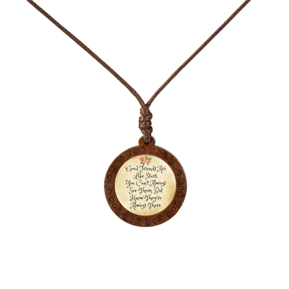 2019 ожерелье с цитатами тема дружбы деревянное кулоном ювелирные изделия
