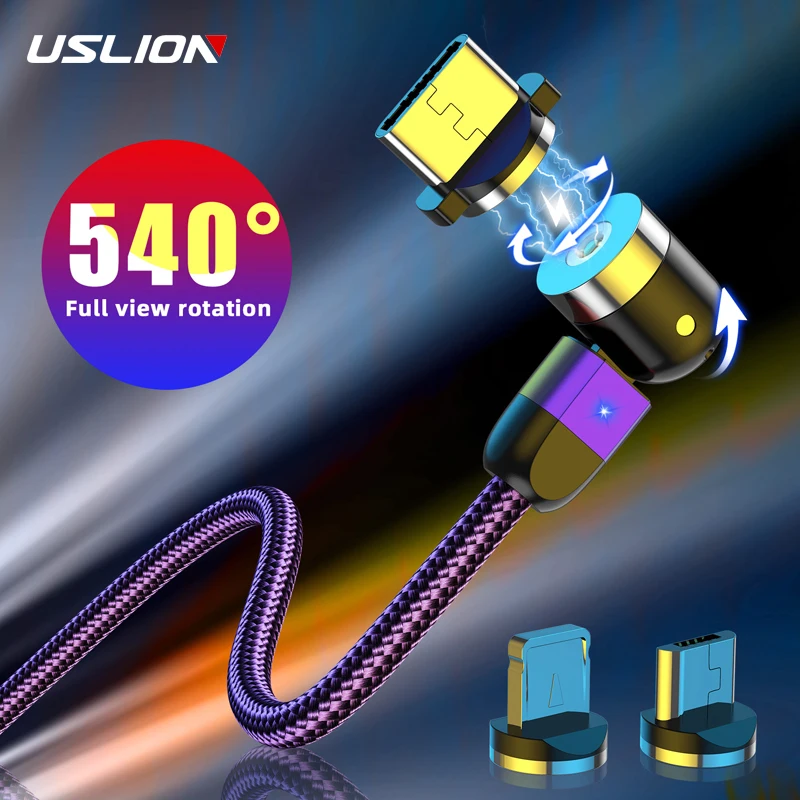 Новинка 2020 магнитный кабель USLION usb Type C Магнитный зарядный Micro для iPhone Samsung Xiaomi c