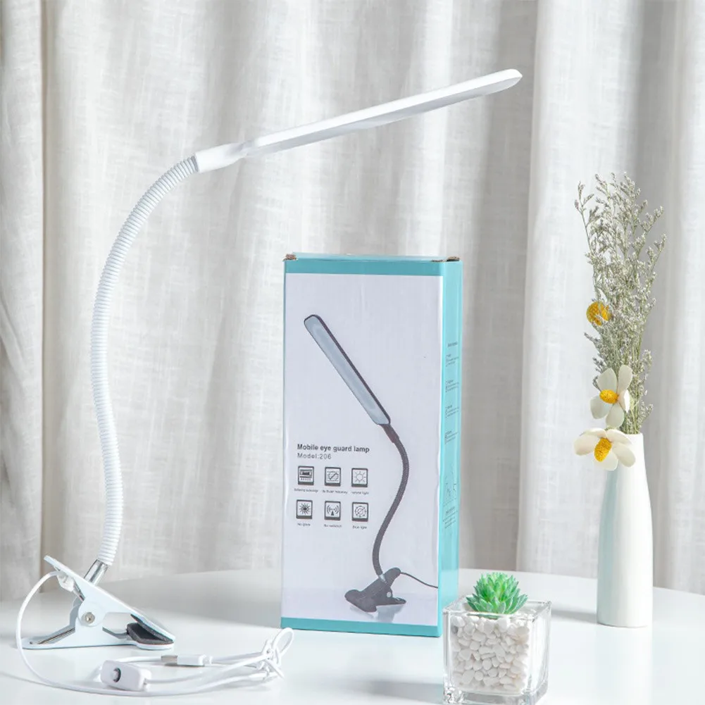 LED Desk Lamp Folding Clamp Eye Protection Rechargeable USB Table Clip On Light For Bed Reading Working | Лампы и освещение