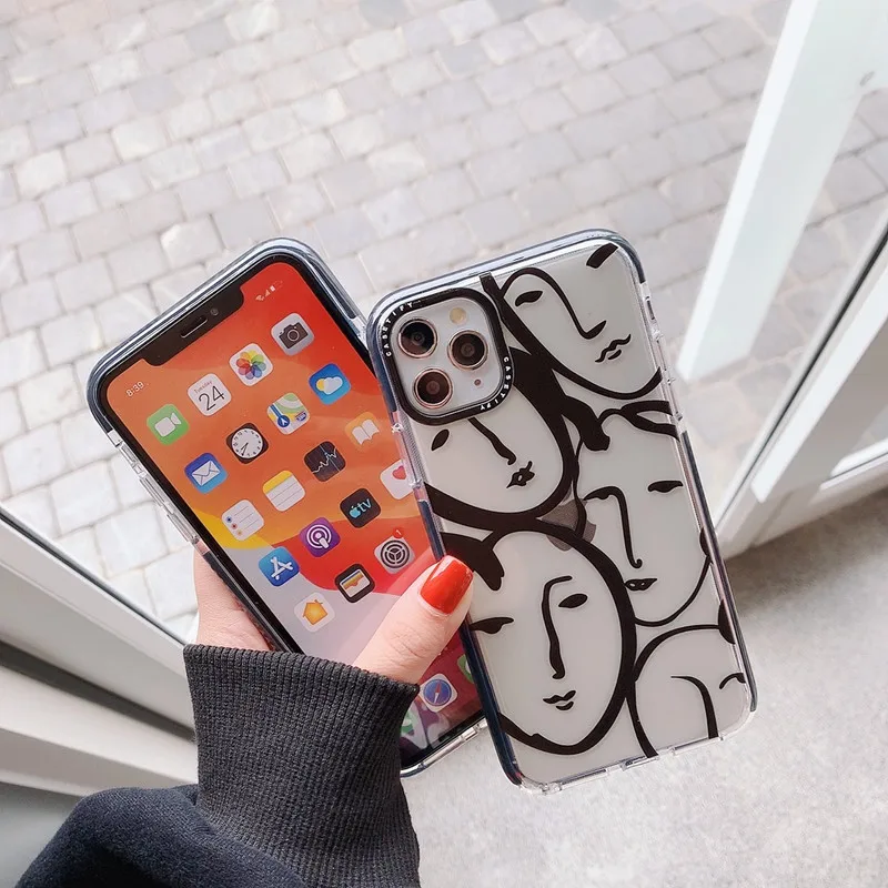 INS простой Абстрактная живопись женщина прозрачный чехол для мобильного