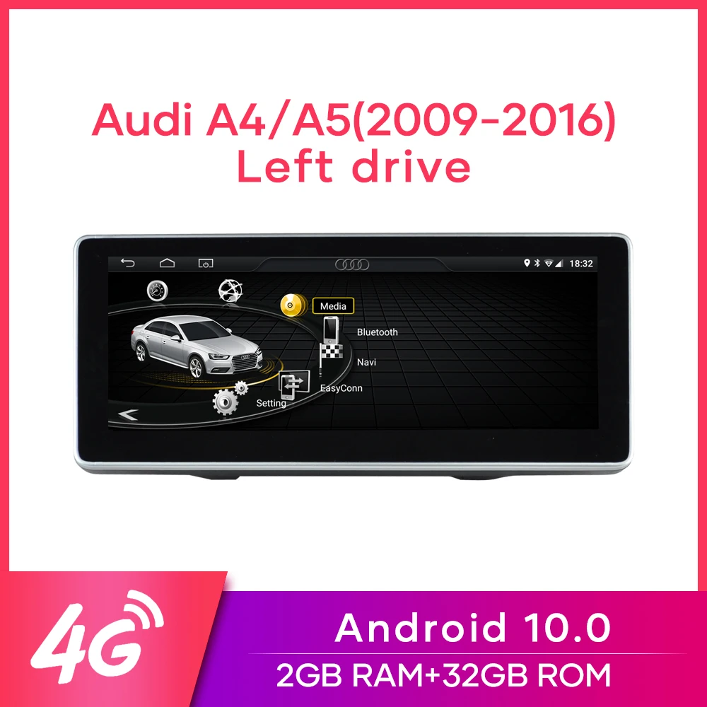 

MCWAUTO For Audi A4 A5 2009-2016 Android 10.0 System GPS Receiver IPS Screen Radio Google WIFI BT SWC DVR Multimedia