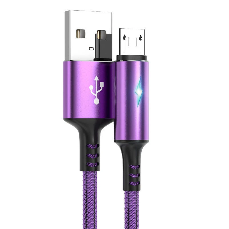 Светодиодный кабель Micro USB 3A нейлоновый шнур для быстрой зарядки Samsung Xiaomi HTC LG