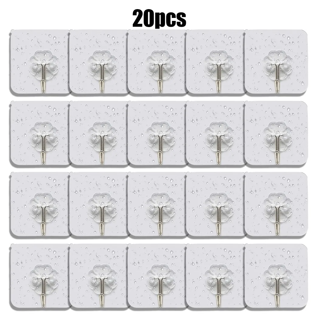 

5/10/20 Pcs Transparent Strong Sticky Wall Hanging Nail-free Hook Suction Heavy Load Rack Cup Sucker Kitchen Bathroom
