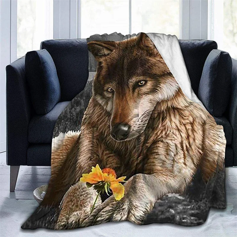 

Удобное одеяло с 3D рисунком маргаритки, волка, Навахо