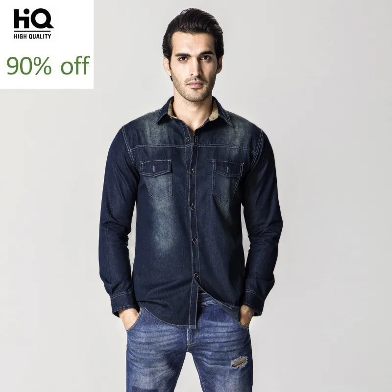 Мужская одежда новая мода 2020 Весенняя джинсовая рубашка повседневная мужская с
