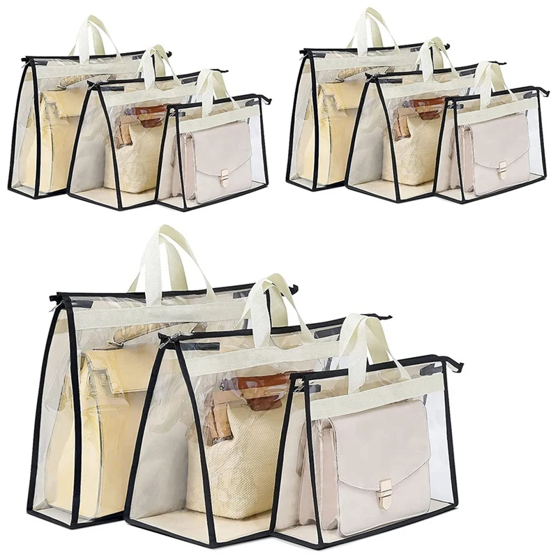 

Transparent Handbag Storage Storage Bag Wallet Cover Hanging Closet Storage Bag with Zipper and Handle