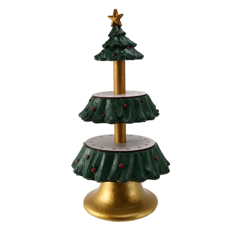 

1Pcs Christmas Tree Dessert Table Holiday Party Candy Plate Snack Tray Xmas Snack Rack Holder Double Layer Cake Stand