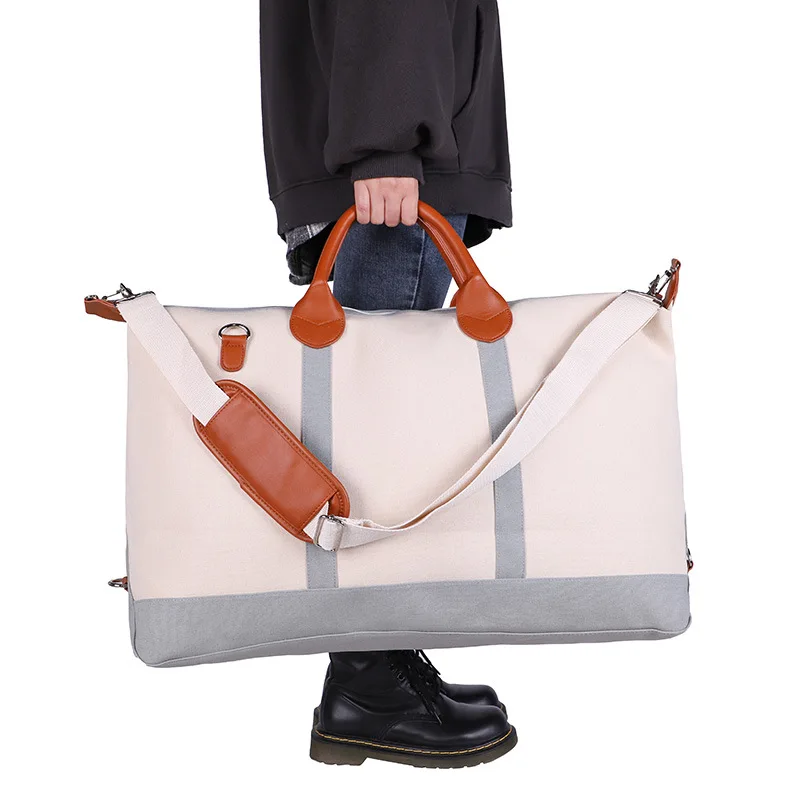 

Туристические спортивные сумки для женщин, вместительные полосатые женские складные холщовые мешки на молнии для поездок, выходные