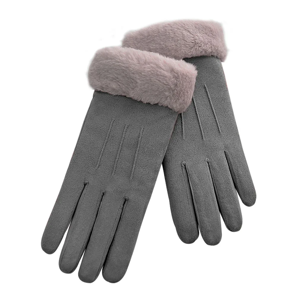 

Женские варежки с бантом, уютные зимние перчатки с закрытыми пальцами, однотонные уличные спортивные варежки из искусственной замши для во...