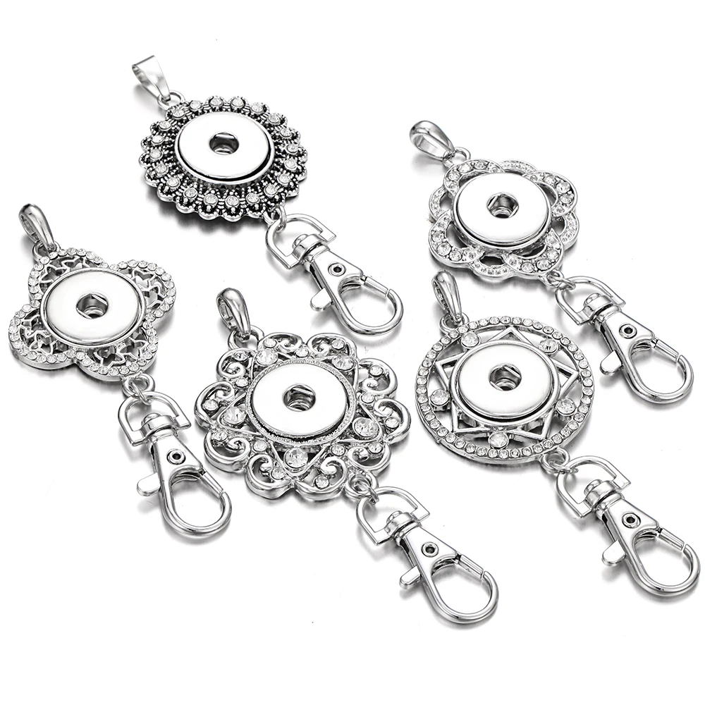 Новые ювелирные изделия 18 мм Кнопка Брелок Серебряный Цвет Цветочная застежка со