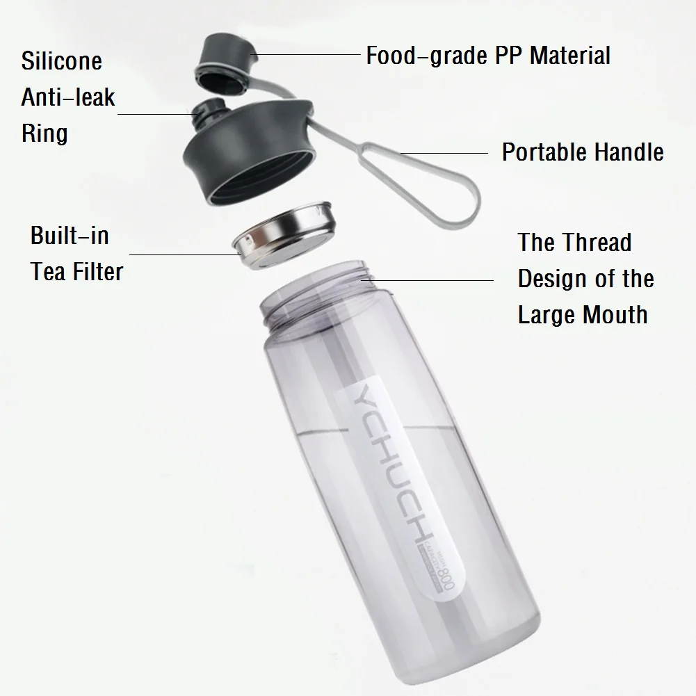 Герметичная Спортивная бутылка для воды портативная емкость 600 мл 800 1000 пищевой