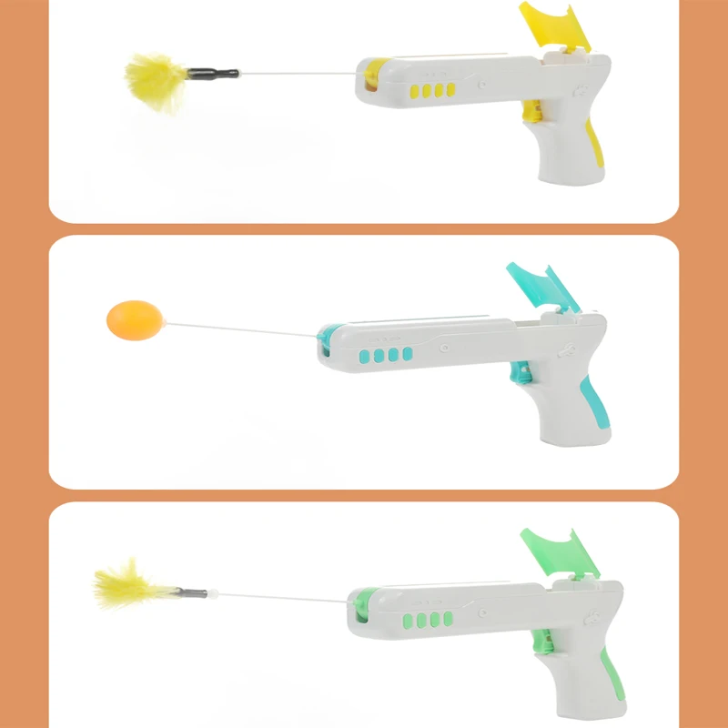 

KIMPETS Plastic Feather Teases Cat Safe ABS Material Pet Interactive Creative Replaceable Bullet Gun Cat Toy