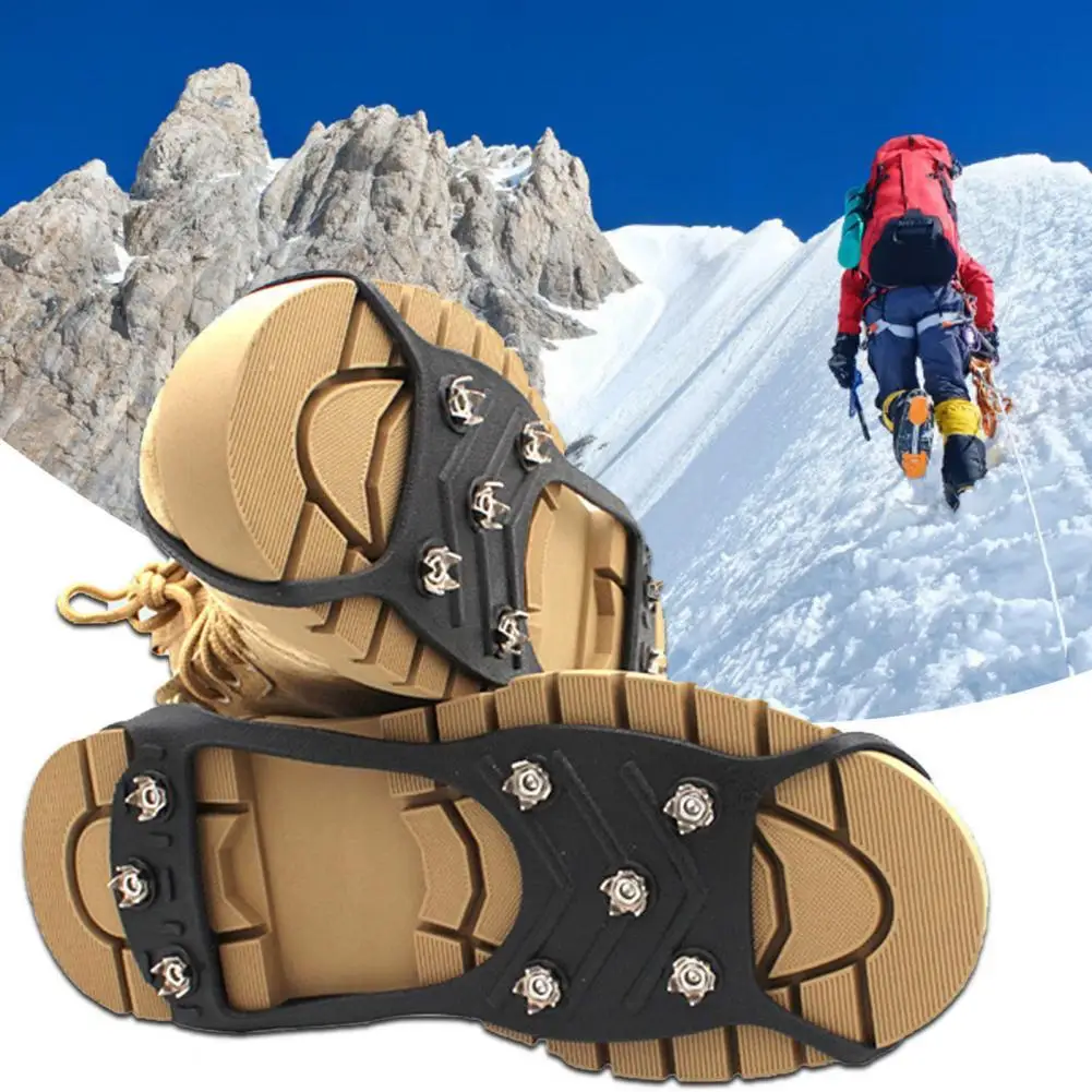 

1 Pair 35-39 40-45 8 Studs No-Skid Snow Ice Climbing Shoe Spikes Ice Grips- Cleats Crampons Winter Climbing pinchos- zapatos nie