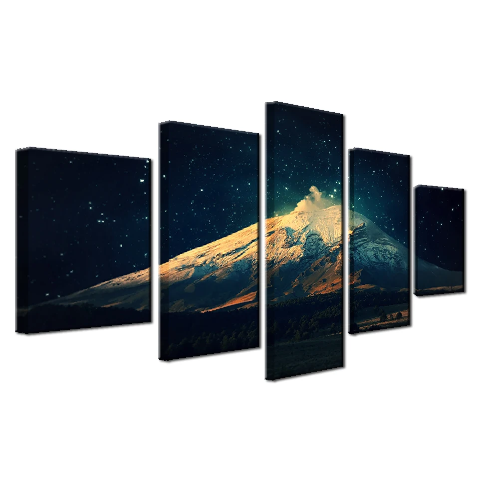 

Printed Modular Picture Large Canvas Painting For Bedroom 5 Panel Mountain Peak Landscape Living Room Home Wall Art Decor