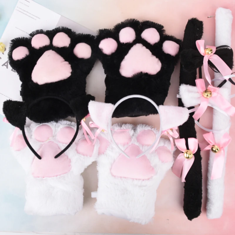 Плюшевые колокольчики для девочек с кошачьими ушками повязка на голову галстук