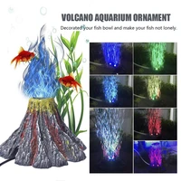 resin volcano rgb led aquarium lamp set waterproof underwater spotlight fish tank decoration air stone bubbler fish toy