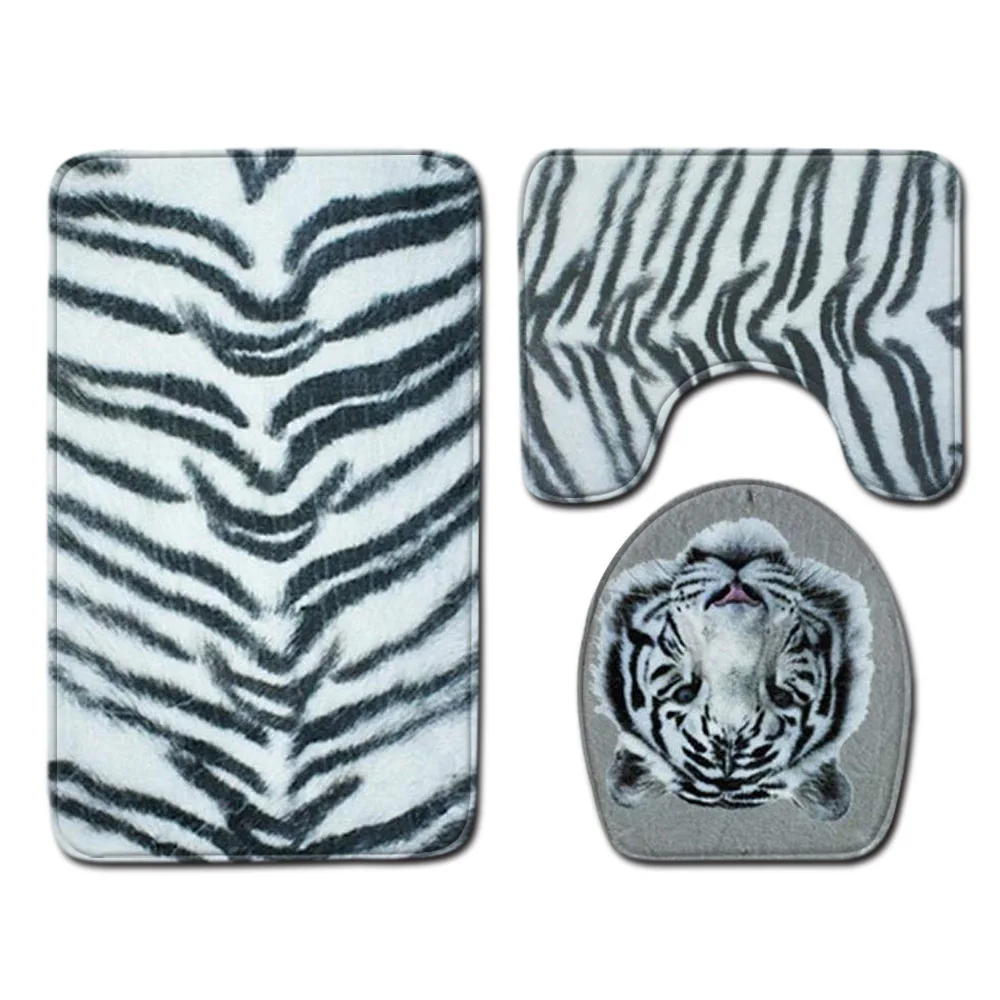 

Zeegle 3pcs Toilet Set Anti Slip Bathroom Shower Mat Absorbent Toilet Seat Cover Mat Washable Toilet Pedestal Rug Bath Mat Set