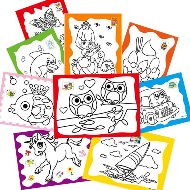 

5pcs Learning toys DIY Colorful Painting Kindergarten Graffiti Creative Drawing Toys Paper Card Art Drawing Toys for Children