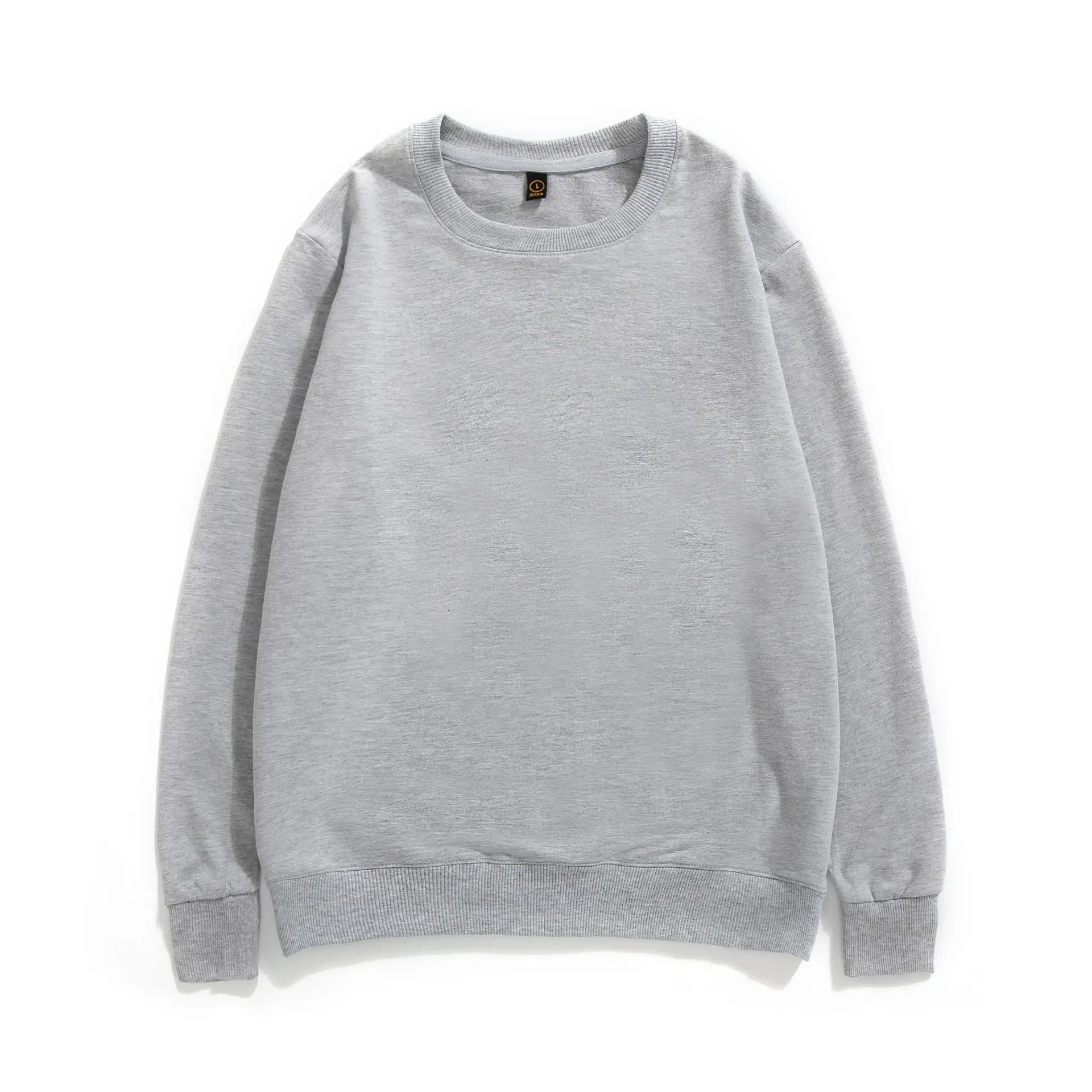 

New cotton round neck terry sweater solid color coat