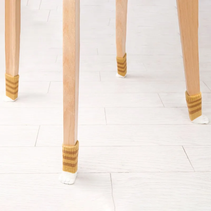 Носки для ножек стула 4 шт. комплект тканевых перчаток защиты пола дома вязаные