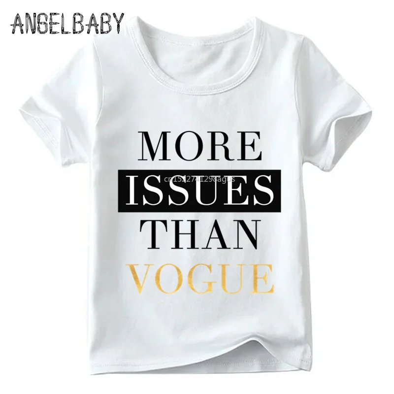 Детская модная футболка с надписью VOGUE летние топы принтом для маленьких