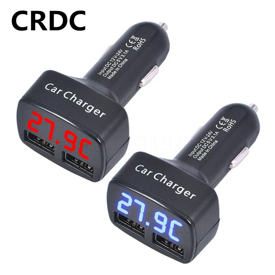 Автомобильное зарядное устройство CRDC с двумя USB портами 3 1 А Универсальный 4 в