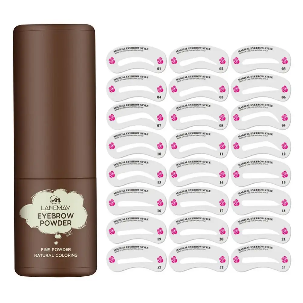 

One Step Eyebrow Stamp Shaping Kit Professional Eye Brow Gel Stamp Makeup Kit with 24 Reusable Eyebrow Stencils Eyebrow Brushes