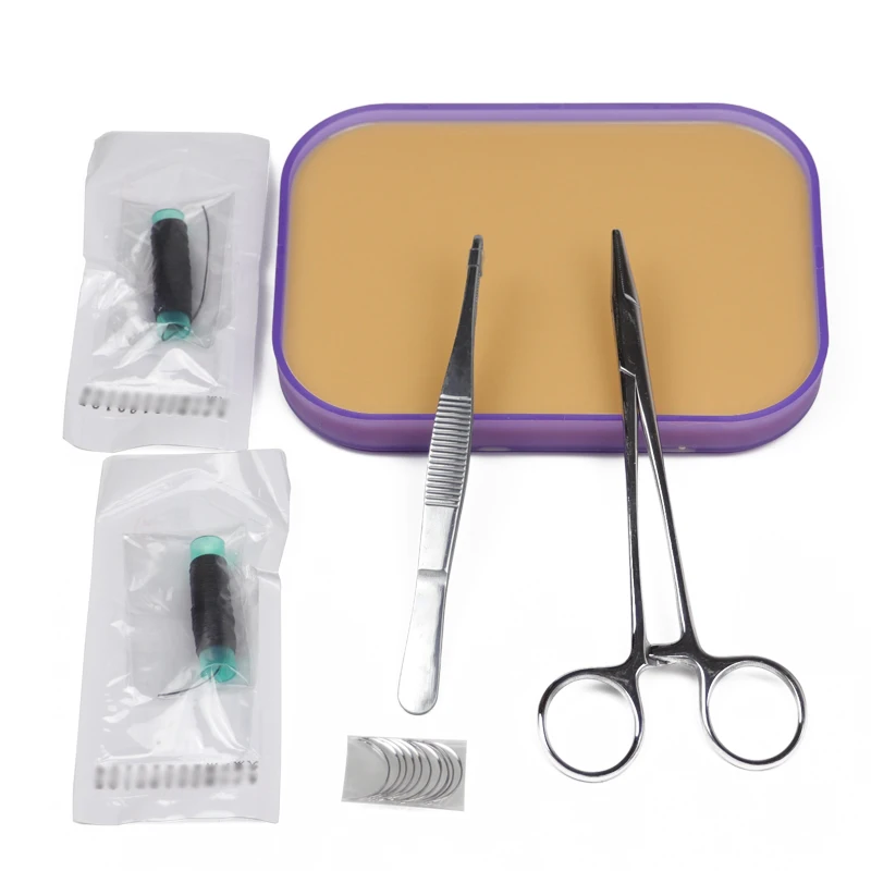 

Basic Suture Practice Training Kit with Medical Skin Pad Model Simplified Suture Kit for Student Surgical Suture Training Tool