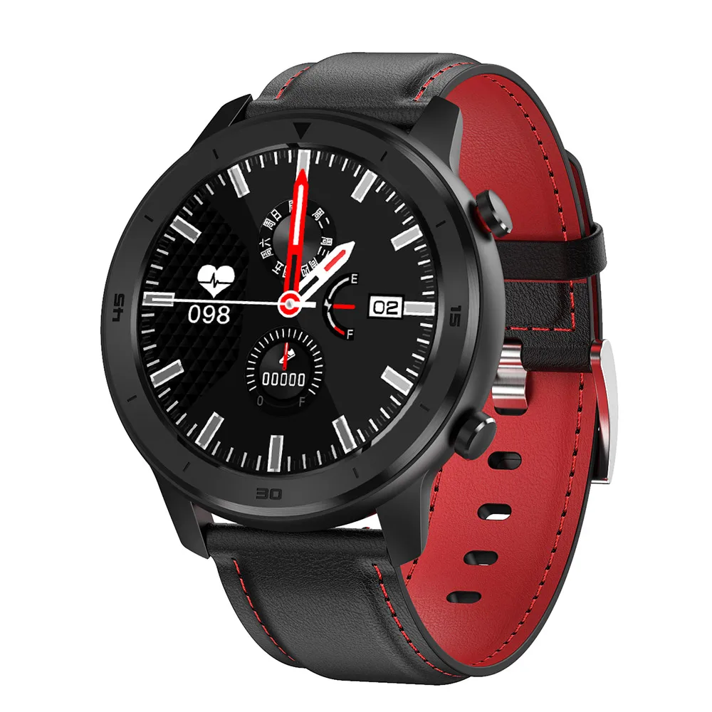 Red leather LEMFO Смарт-часы Полный сенсорный экран для сердечного ритма Монитор артериального давления IP68 Водонепроницаемые Смарт-часы для мужчин и женщин для huawei Android - Цвет: Red leather