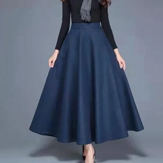 Omen Новинка 2020 весна осень зима корейский стиль длинные шерстяные юбки женские